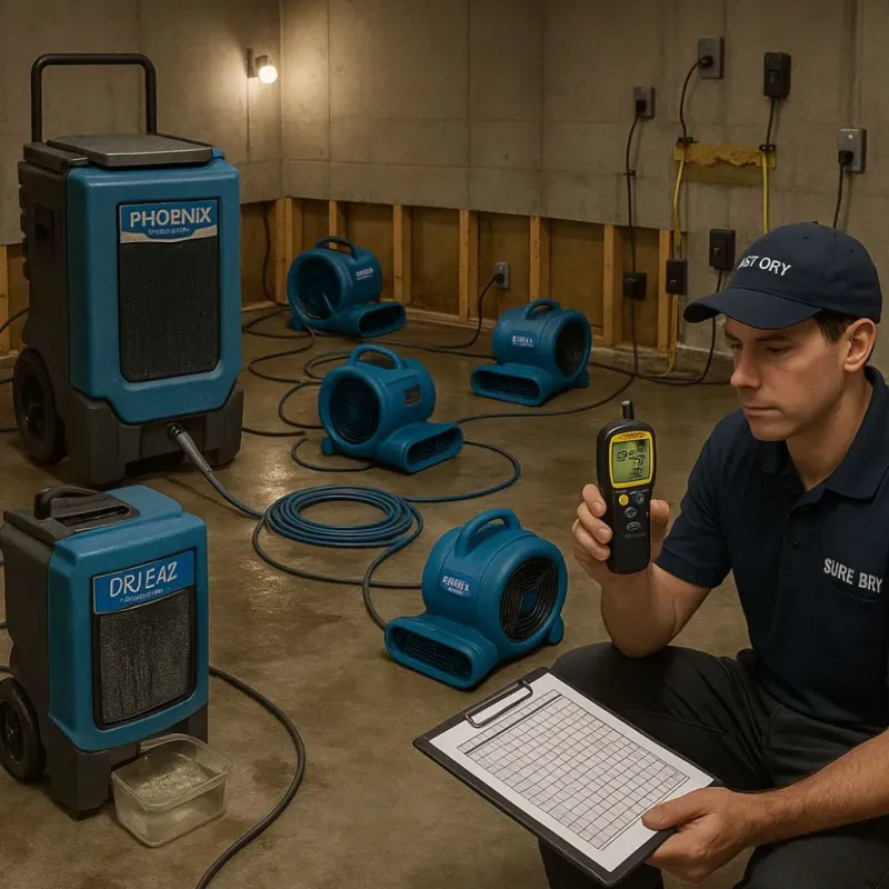 Structural Drying and Dehumidification process in Dickinson County, IA